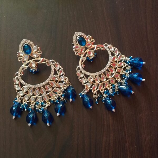 Sapphire Sky Kundan Chandbalis: Radiant Elegance