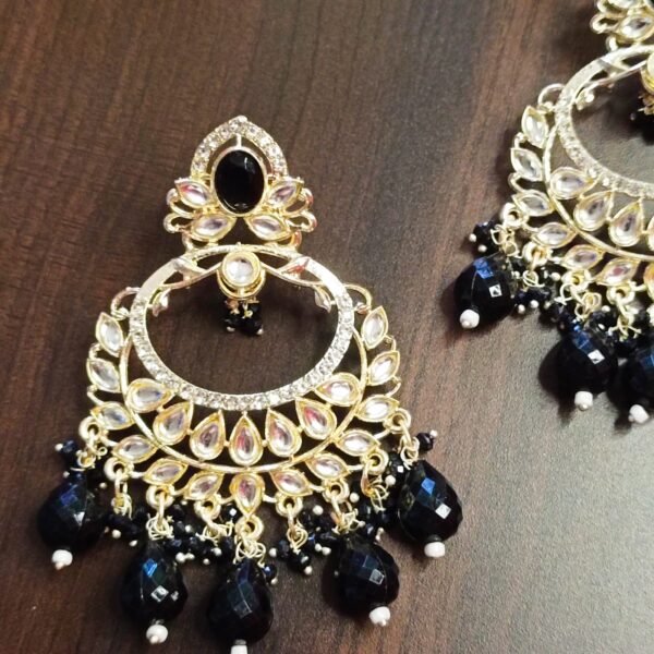 Midnight Elegance Kundan ChandbalisMidnight Elegance Kundan Chandbalis