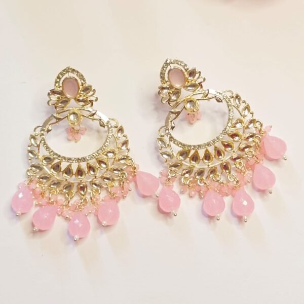 pink kundan chandbali